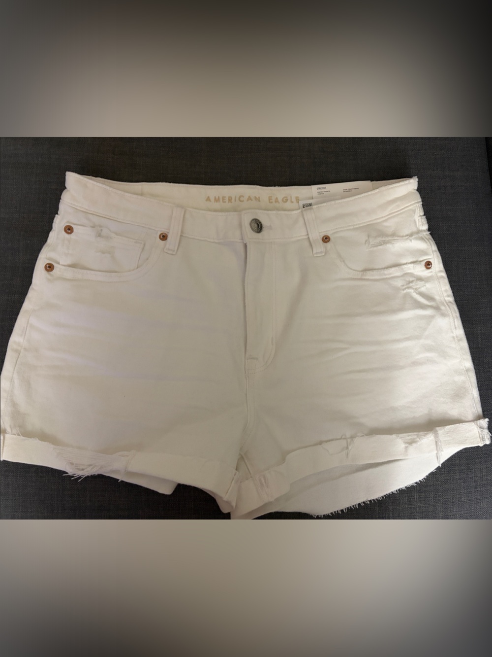 American Eagle Outfitters White Frayed Hem Denim Shorts